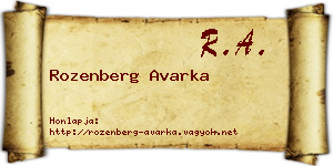 Rozenberg Avarka névjegykártya